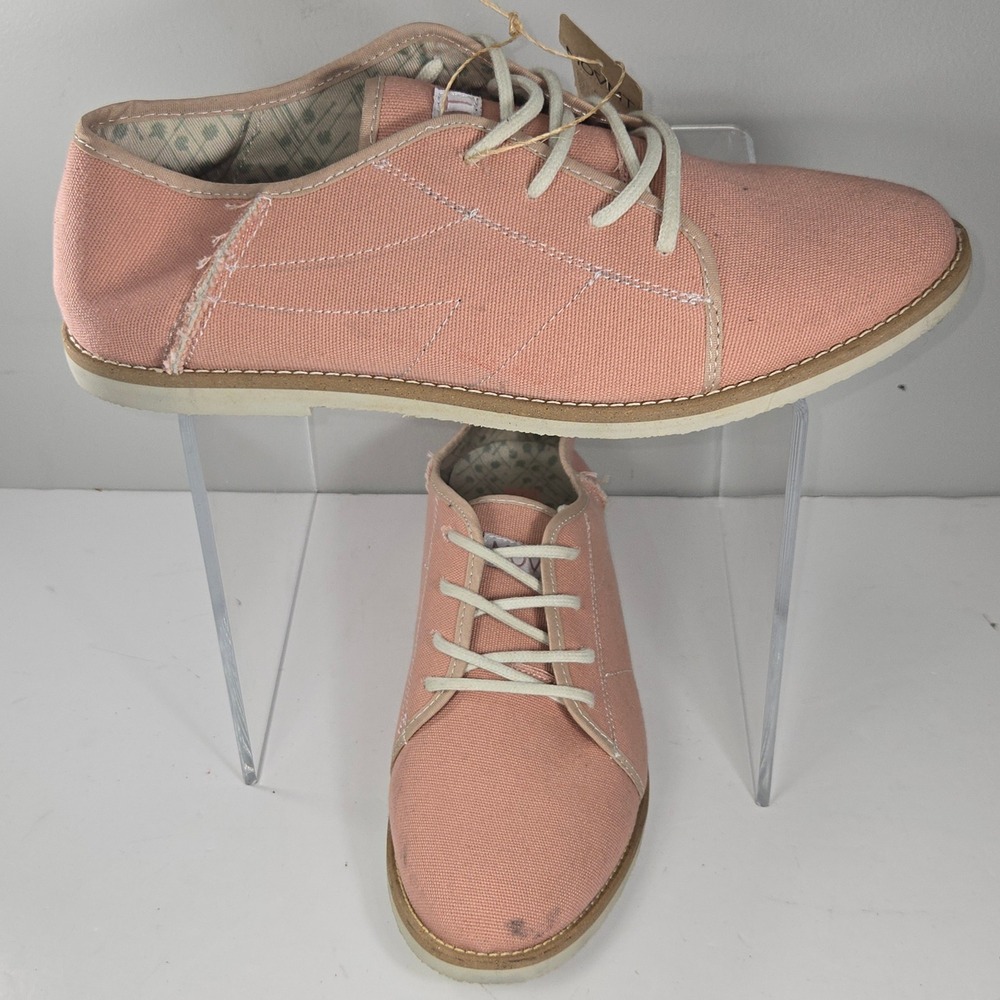 MOVMT The Peoples Movement Mens 12 Salmon Pink Canvas Lace Up Low Top Sneakers‎